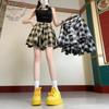 Saia Xadrez Streetwear para Mulheres Primavera Verão Vintage Estilo Hong Kong Calças Saia Irregulares Versátil
