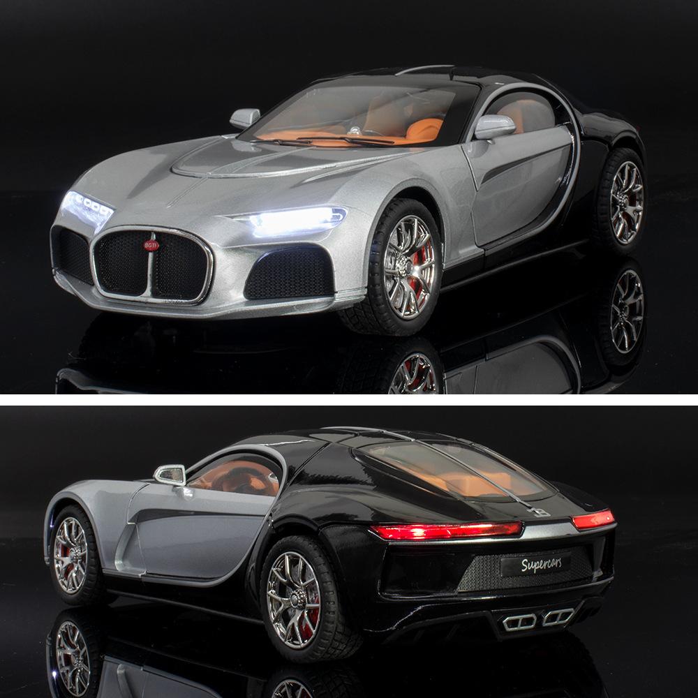 1/24 Bugatti Atlantic Supersportwagen Legierung Spielzeugauto Modell Radlenkung Sound und Licht Kinderspielzeug Sammlerstücke Geburtstagsgeschenk