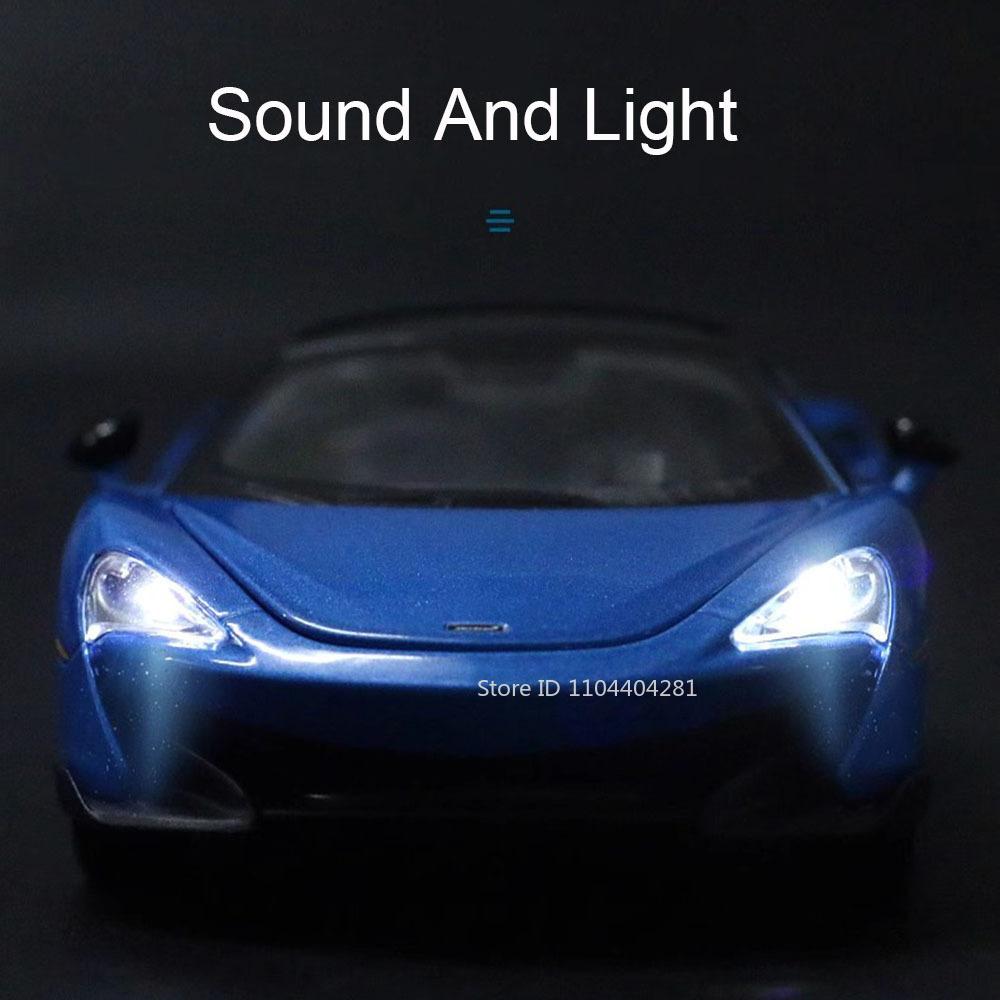 1:32 600LT 765LT Modell Legierung Druckguss Auto Spielzeug Ornament Türen Geöffnet Sound Licht Rückzieher Miniatur Fahrzeug für Kinder Perfektes Geschenk