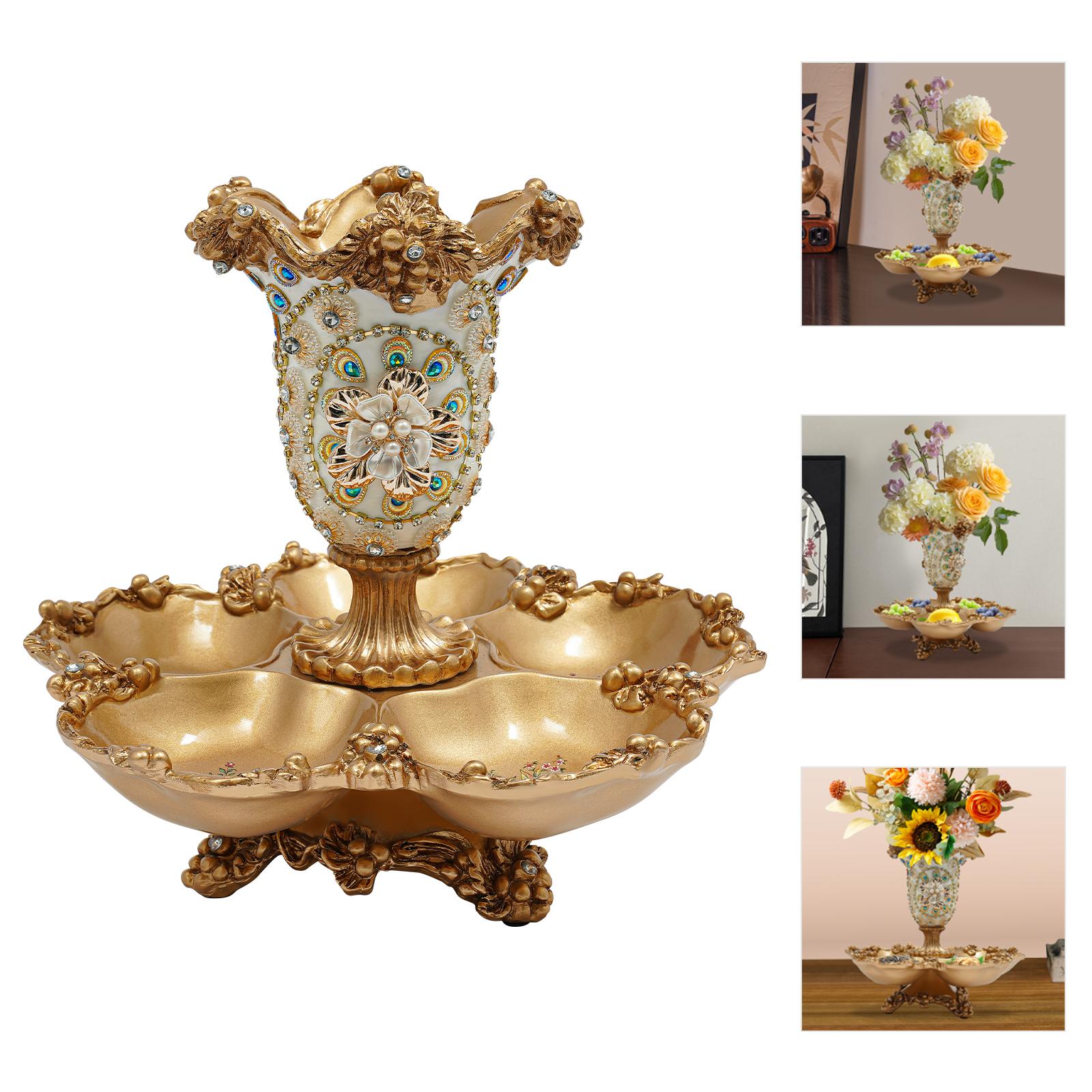 

Resin Fruit Bowl,Gold 5 Compartments Resin Tabletop Fruit Bowl Plate 32*32*30cm for Homes,Dining Rooms золотой