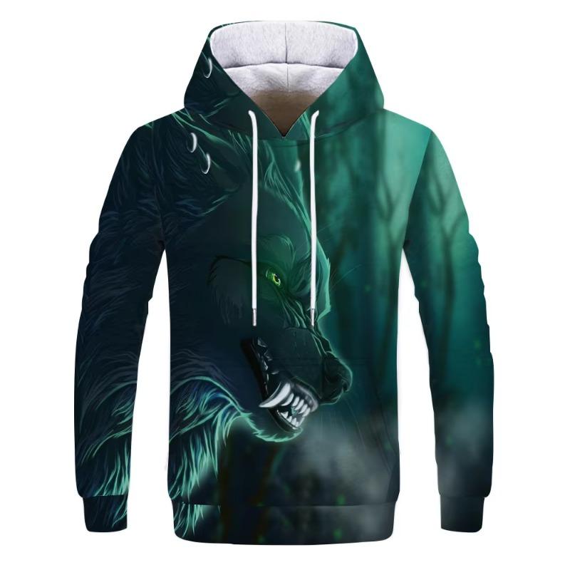 New Fashion Animal 3D Printed Hoodie Men and Women Personalized Design Sweatshirt Snow Double Wolf Harajuku Oversized Hoodie