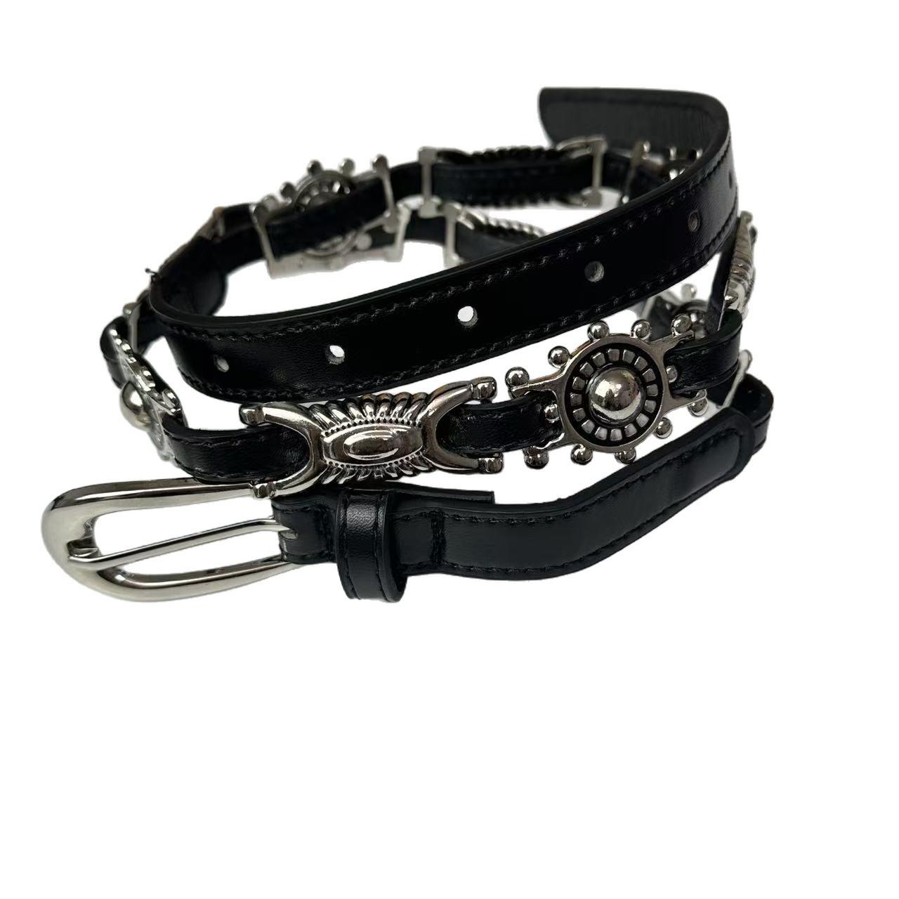 

Rivet belt American yk simple retro versatile decorative round hole belt accessories