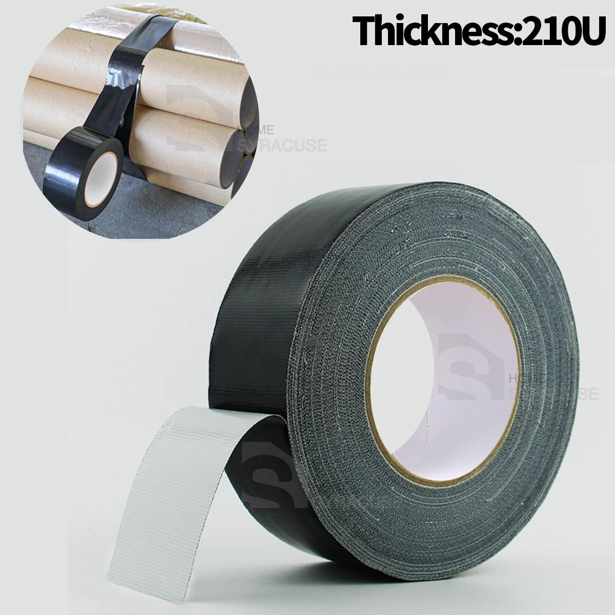 

20M Waterproof Heavy Duty Industrial Bundles Floor Carpet Binding Adhesive Tape Cloth Duct Tape DIY Pipe Repair Fix Tape 50mm&10M&210U чорний