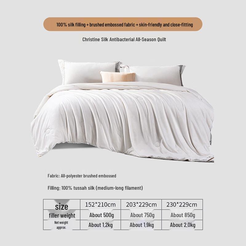FUANNA 100% Tussah Silk Antibacterial Duvet & Quilt Collection