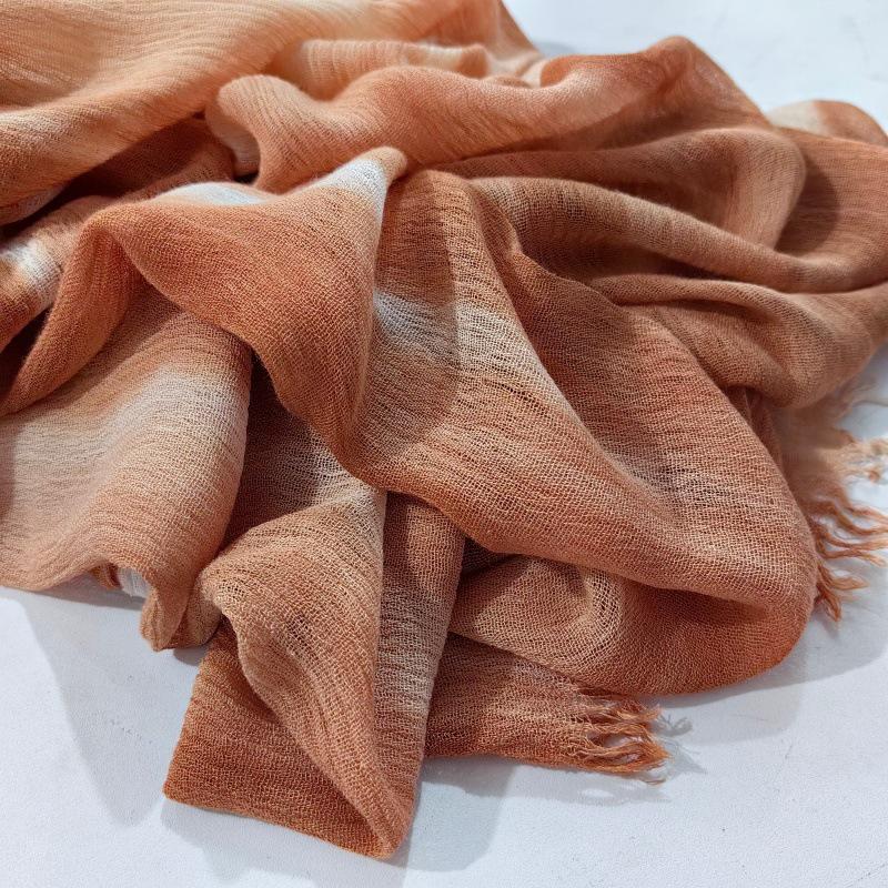 Retro Gradient Pleated Stripe Cotton Headscarf - Women's Large Ethnic Wrap