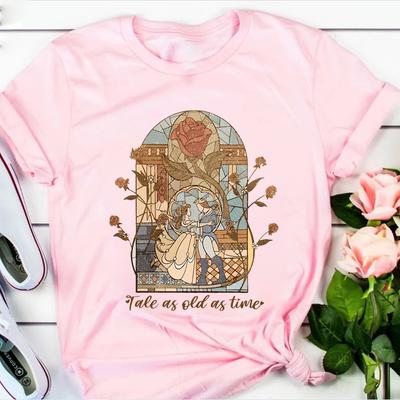 T-shirt Vintage Histoire aussi vieille que le temps T-shirt Graphique Princesse Rétro T-shirts Beauté Unisexe Manches Courtes Hauts Chemises pour Femmes