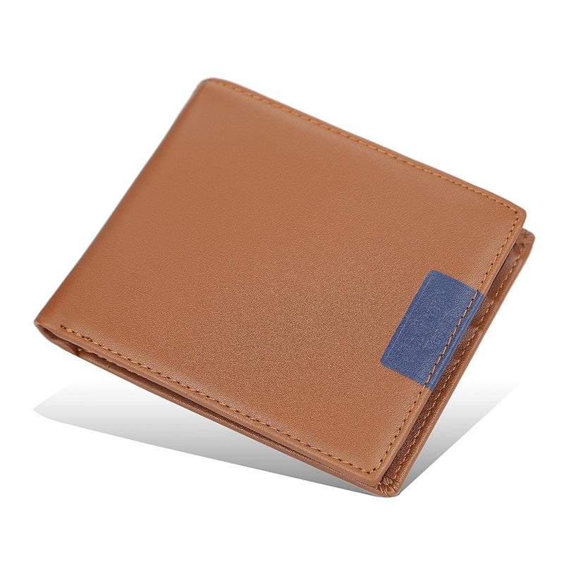 

Men s short wallet, horizontal multi-card open wallet, simple soft leather thin ticket clip. коричневий