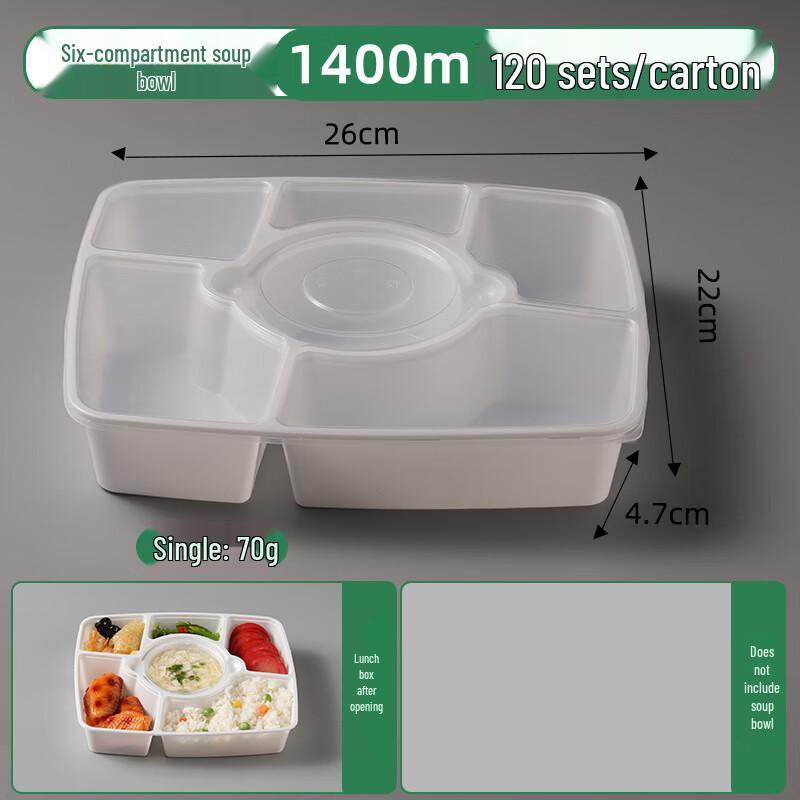 Disposable 6-Compartment Lunch Box Set