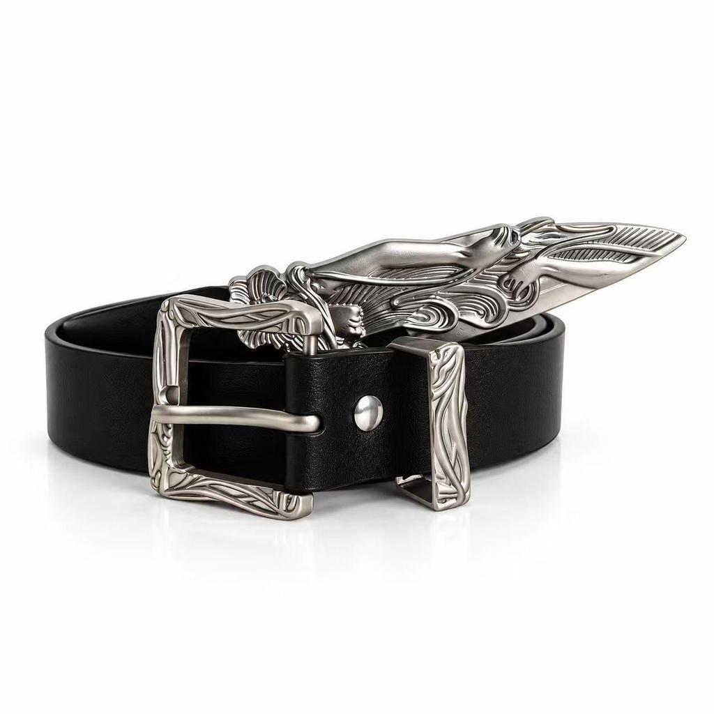 Western Retro Leather Belt Set - Unisex, Fashionable, and Versatile
