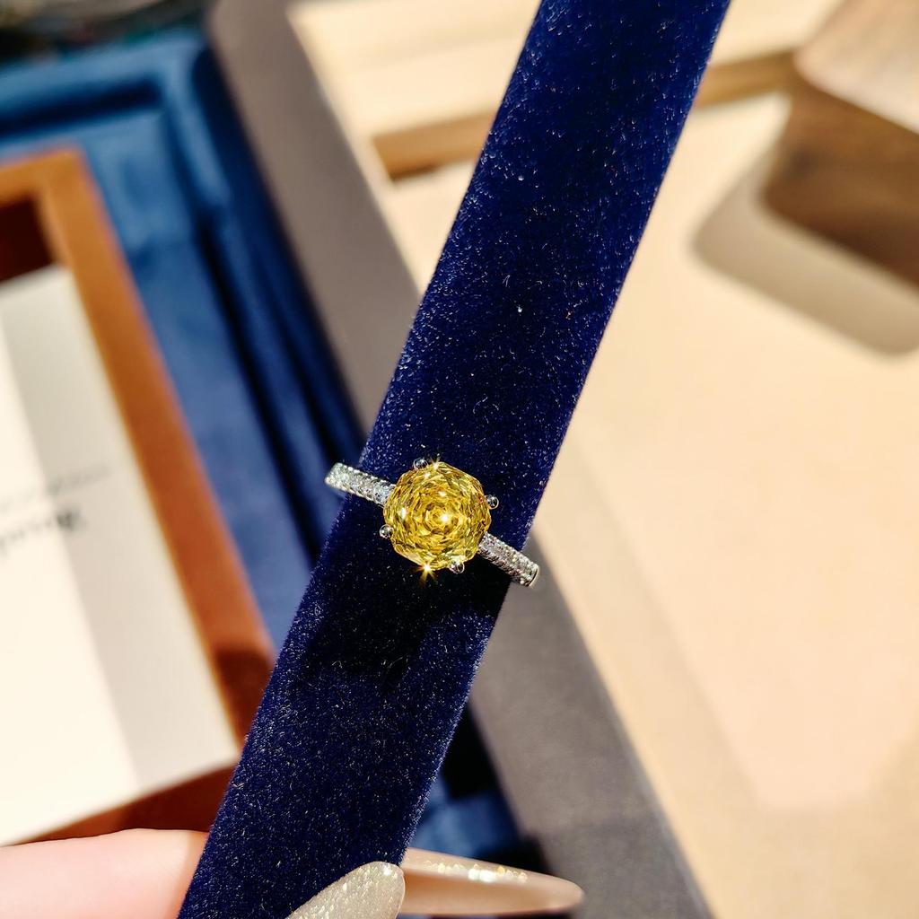 Octagonal Millennium Rose Paraíba Necklace with High Carbon Diamonds, Colorful Stud Earrings & Yellow Diamond Ring for Women