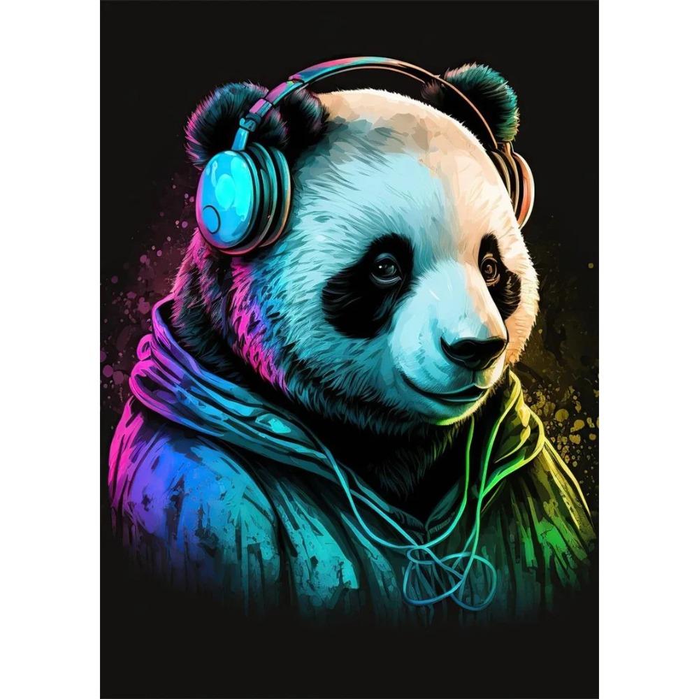 Pop Art Colorful Neon Animals DJ Music Poster Aesthetic Capybara Cat Dog Panda Rabbit Canvas Print Wall Art Mural Room Decor