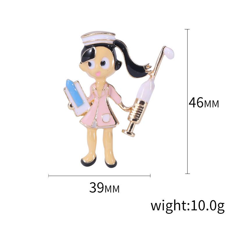 Fashion Cartoon Personalized Female Nurse Brooch, Versatile Alloy Dripping Oil Women'S Clothing Accessories