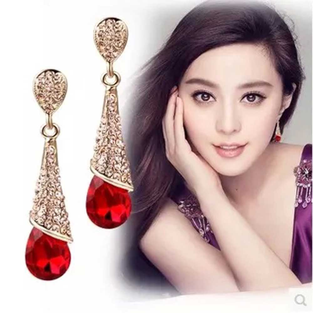 JIOFREE Fashion Rhinestone Crystal Long Clip on Earrings Non Pierced for Women Party Wedding Luxury Fashion No Hole Earrings
