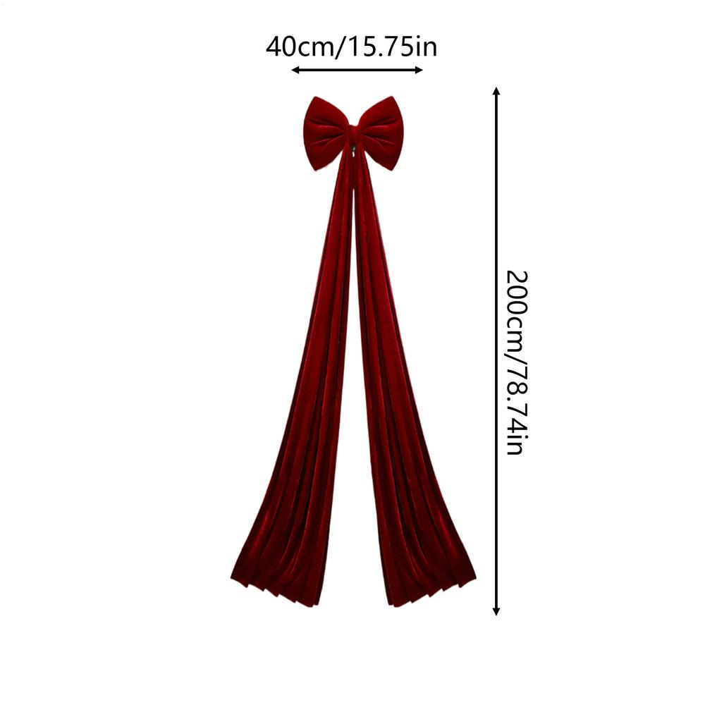 Extra Large Christmas Velvet Bow 6.6 Ft Seasonal Decorations Big Tree Topper Bow Rustic Christmas Decor For Home Wall Stairs