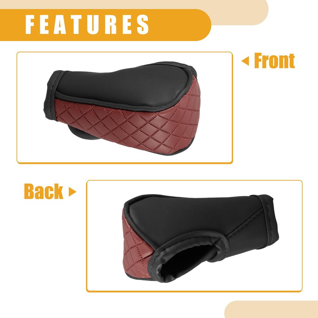 Partuto 1pc Universal Car Shift Knob Cover - Car Knob Gear Sticky Protector Decoration - For Leather Black Burgundy