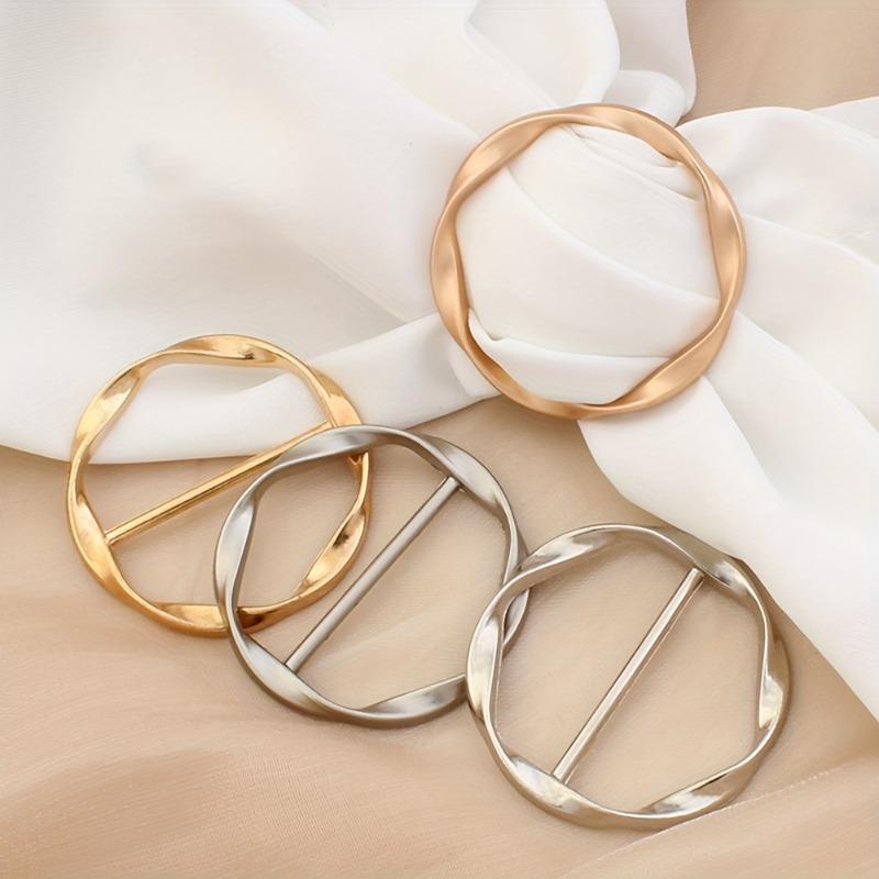 5Pcs Scarf Ring Clips, T-Shirt Collar Clips, Women'S Fashionable Metal Round Ring Buckles, Clothing Fasteners