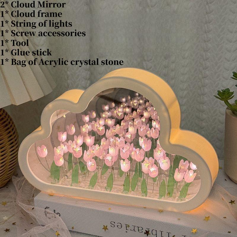 Cloud Tulip 3d Night Lamp With Diy Assembly And Usb Power For Bedroom Decor