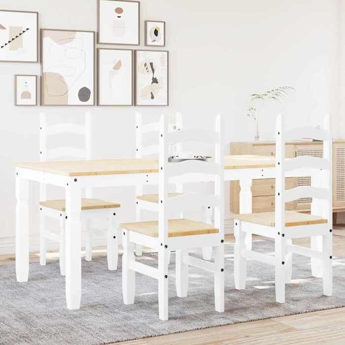 VidaXL Panama 5 Pcs Dining Set White Solid Pine Wood, Dining Table Set, Kitchen Table and Chairs, 3345211