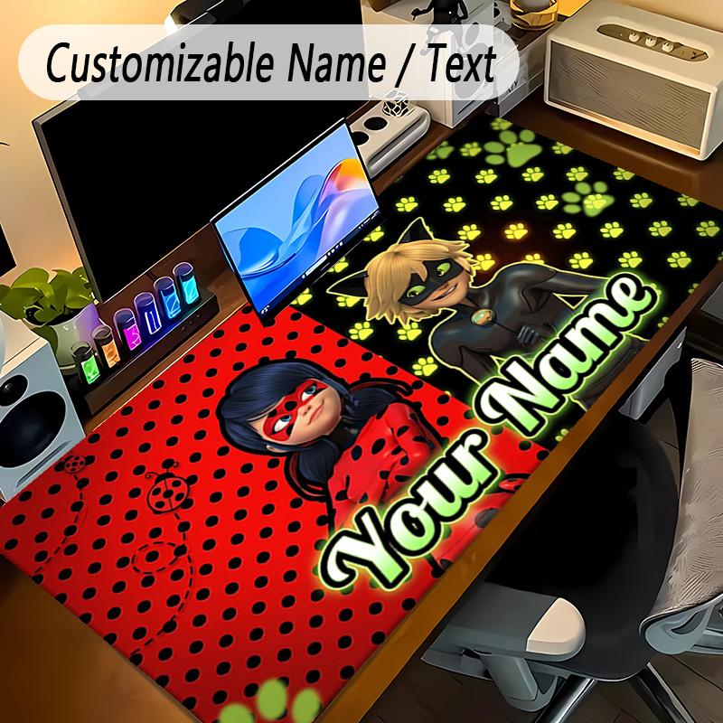 Covoraș Mare pentru Mouse Ladybug Miraculoasă Text cu Nume Personalizat Covoraș Personalizat pentru Birou Covoraș Antiderapant pentru Gaming