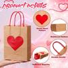 10Pcs Heart Patterns Kraft Paper Bag With Handle Valentine'S Day Gift Packaging Tote Romantic Bags Party Wedding Accessories Zyf