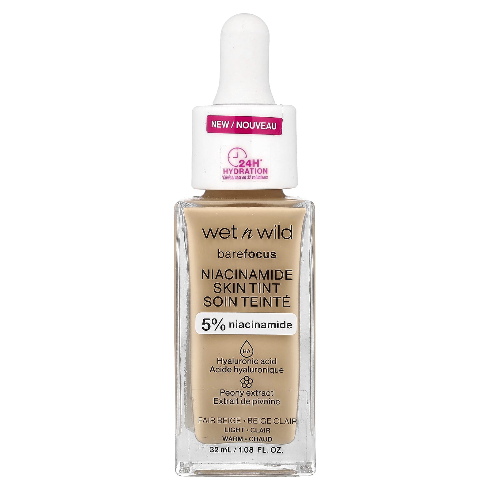 

Wet n Wild, Barefocus, Niacinamide Skin Tint, 1116089 Fair Beige, 32ml (1.08fl oz)