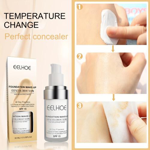 2 Pack Temperature Change Liquid Foundation Concealer Long Lasting Smear-Proof Makeup Moisturizing Brightening Color Concealer