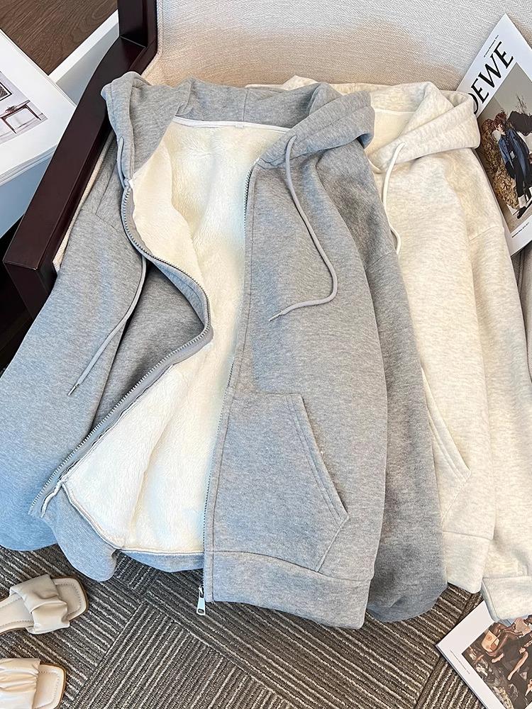 Women's White Fleece-Lined Thick Coat, Cotton-Padded, 2025 New Arctic Cardigan