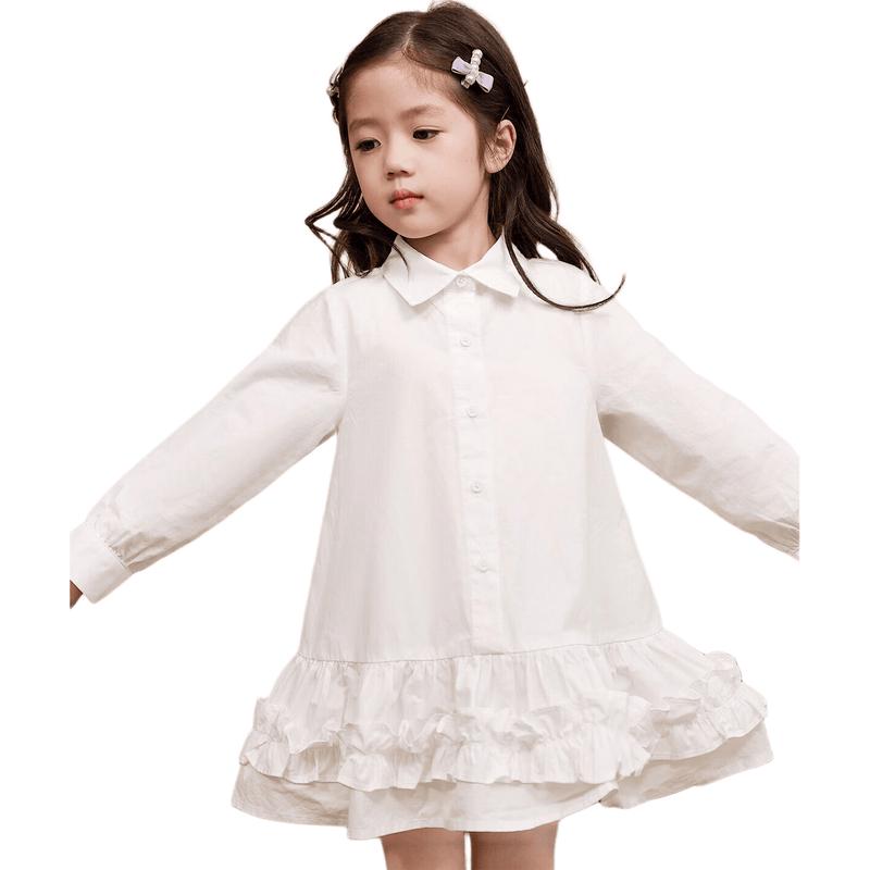 LUSON Girls Ruffled Princess Shirt Dress 140