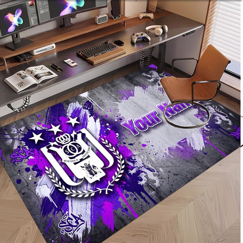 Tappeto Personalizzato in Velluto di Cristallo con Logo Anderlecht FC Tappetino Antiscivolo per Pavimento