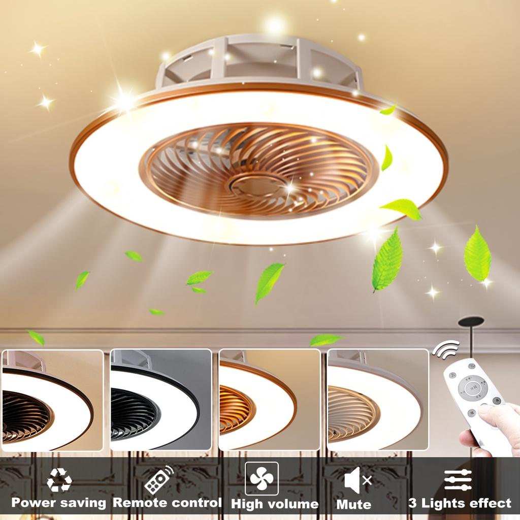 48W Minimalistische Deckenleuchte Runde Lüfterlampe Moderne LED-Deckenventilatorlampe Esszimmer Schlafzimmer Wohnzimmerlampe Mit 2,4G Fernbedienung