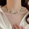 Summer Women's Natural Pearl & Malachite Beaded Necklace - Colorfast Light Luxury Clavicle Chain