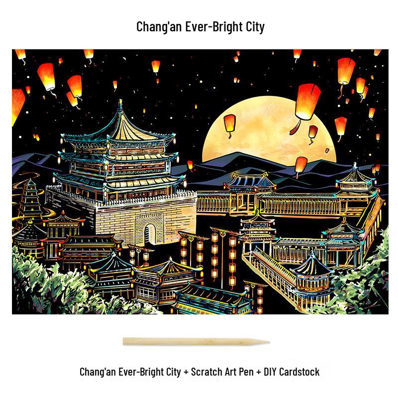 City Night View Scratch Art – DIY Kreatives Handgemachtes Malen Geschenk für Beste Freundin