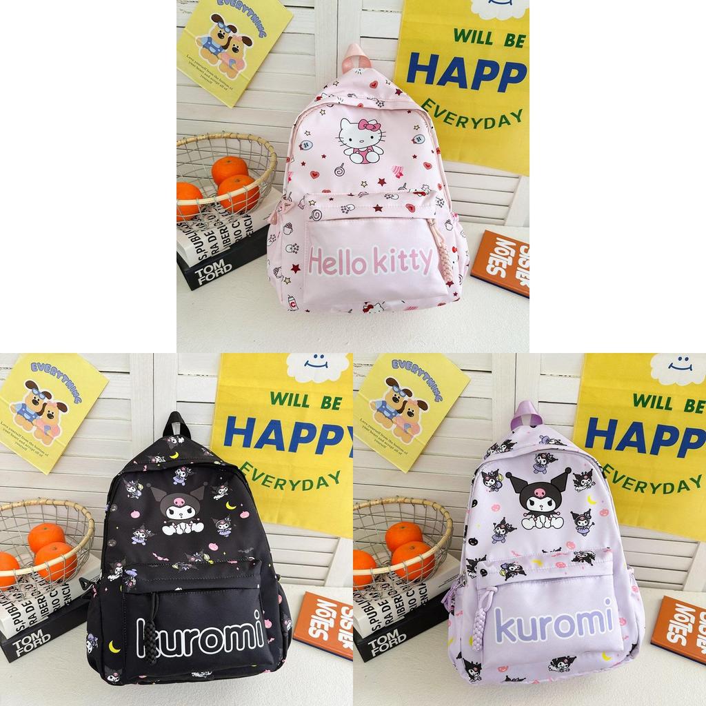 Hello Kitty Kuromi Cute Cartoon Kids Backpack With Breathable Nylon For Elementary School Use