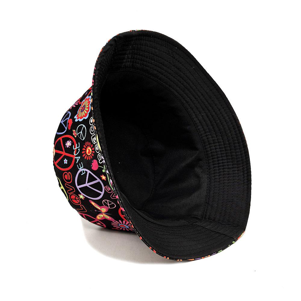Peace Printing Bucket Hat Colorful Pattern Fisherman Hats Double Sides Panama Cap Unisex  New Style