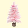 Snow Pointy Pink Spray Mini Christmas Tree Tabletop Window Decoration Decoration