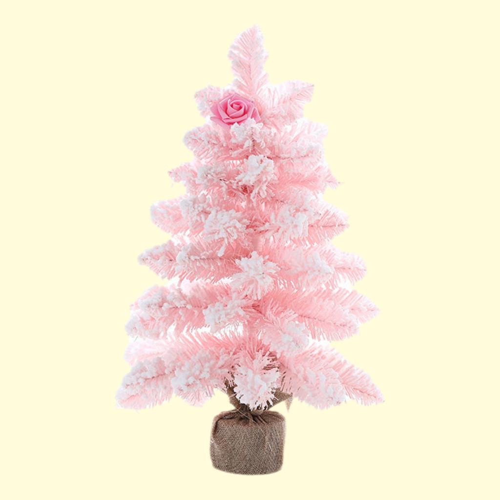 Snow Pointy Pink Spray Mini Christmas Tree Tabletop Window Decoration Decoration