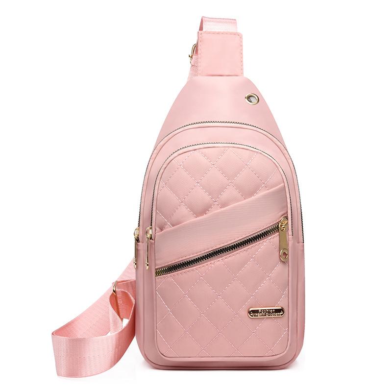 Women's Embroidered Nylon Chest Bag, Unisex Crossbody Sling Pack, Lightweight Travel Hiking Bag