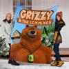1 Stück Grizzy The Lemmings1 Thema Decke - Digitaldruck, Polyester, Gemütlich für alle Jahreszeiten, Perfekt für Draußen, Camping und Reisen