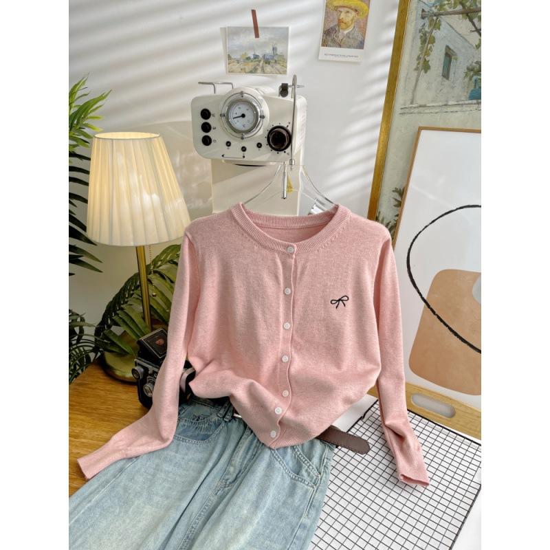 Neue frische Macaron-Farben-Jacke für Damenoberteile für den Herbst Strick-Kaschmir-Cardigan Lässiger Stil
