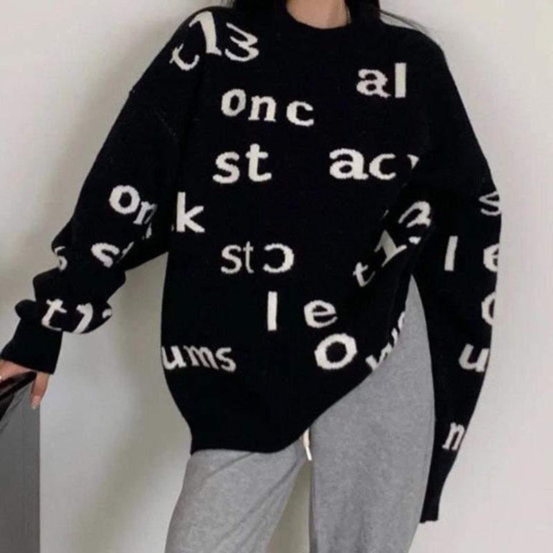 Women's Autumn and Winter Sweater, Thickened , Warm Knitted Stretchy Long-Sleeve Oversized Top