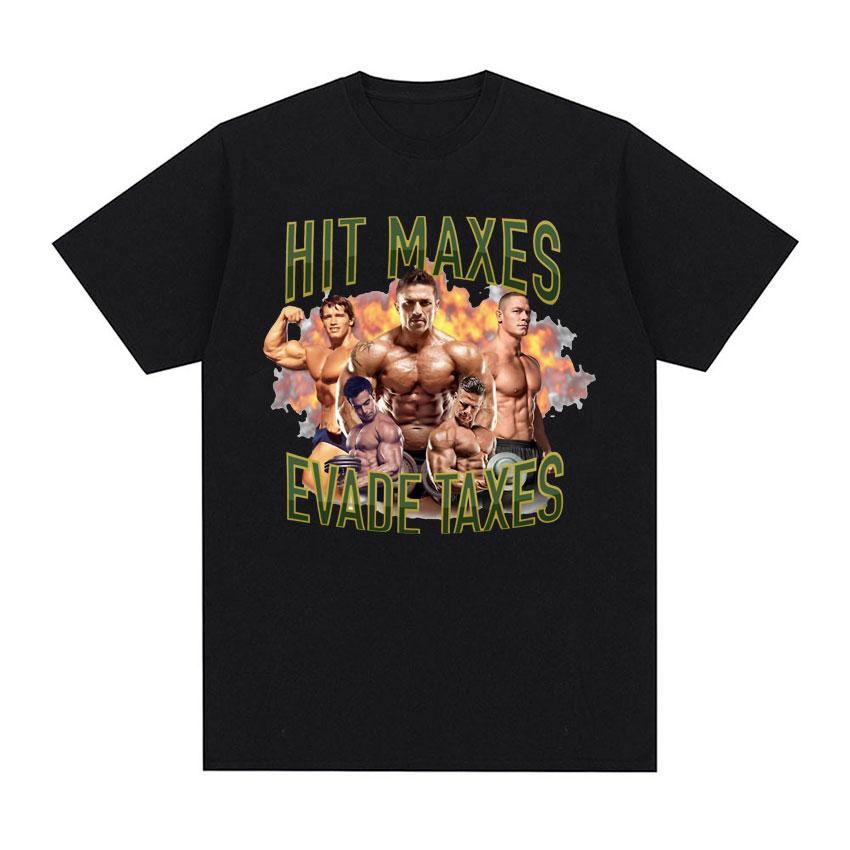 Hit Maxes Steuern Hinterziehen Meme T-Shirt für Männer Frauen Lustige Waschbär Grafik T-Shirts Herrenmode Retro Übergroßes T-Shirt Streetwear