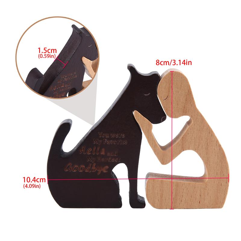 AD23-Wooden Dog Family Statue Dog Family Statue Handmade Wood Decoration, Ornament Craft Arts For Office, Living Room (Man+Puppy