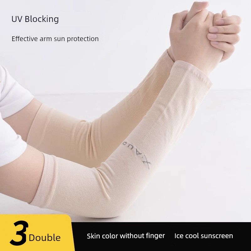 

Summer Icy Oversleeves Men UV Protection Gloves Arm Sleeve Ice Silk Women s Sunscreen Arm Sleeves Cool Arm Guard Oversleeve Sleeves Straight skin color [three pairs]] All yards