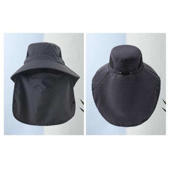 Fishing Bucket Hat with Detachable Neck Guard Adjustable Fishing Hat Windproof Breathable Mesh Sun Hat Wide Brim UV Protection