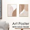 Abstract Art Poster with Gold Aluminum Alloy Korean and Stylish Canvas Morandi Nude Nordic Wall Art Interior Framed Frame, Style, Cute, Panel, Color,