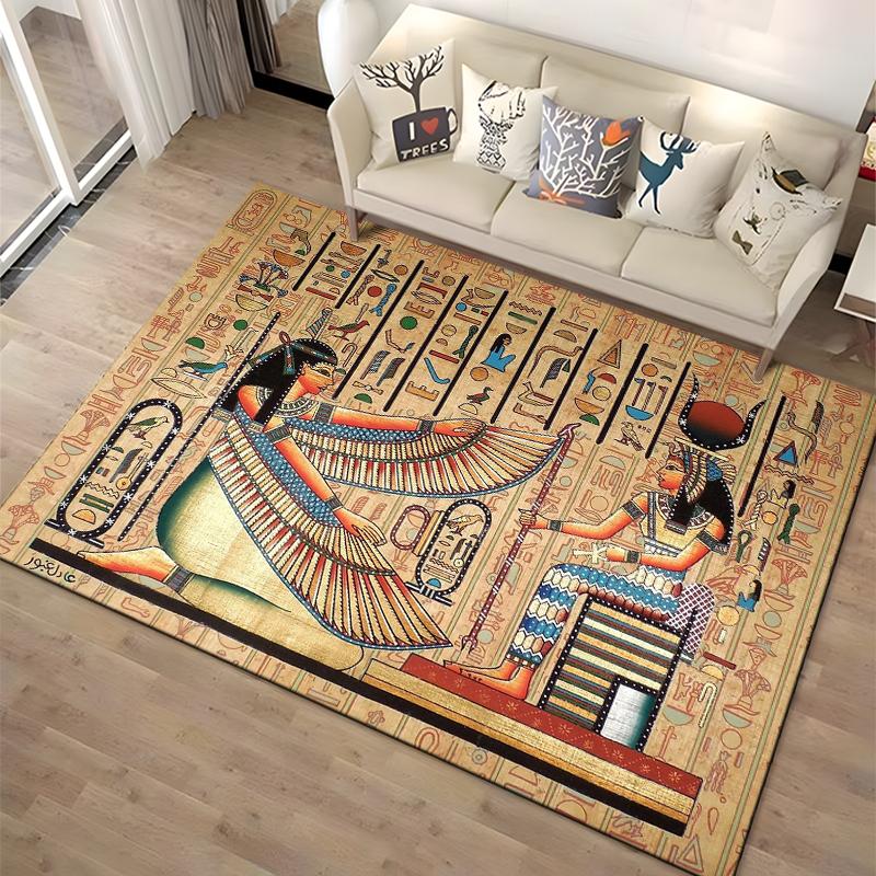 Retro Ancient Egypt Pattern Rug Carpet For Living Room Non Slip Parlour Sofa Large Area Rug Bedroom Kid Play Room Floor Mat Gift