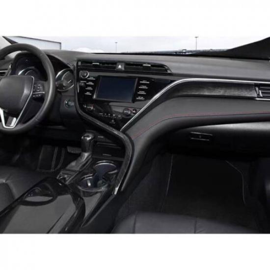 Cover Trim A Pillar Front Triangle Wood Grain Black For Toyota Camry 2018-