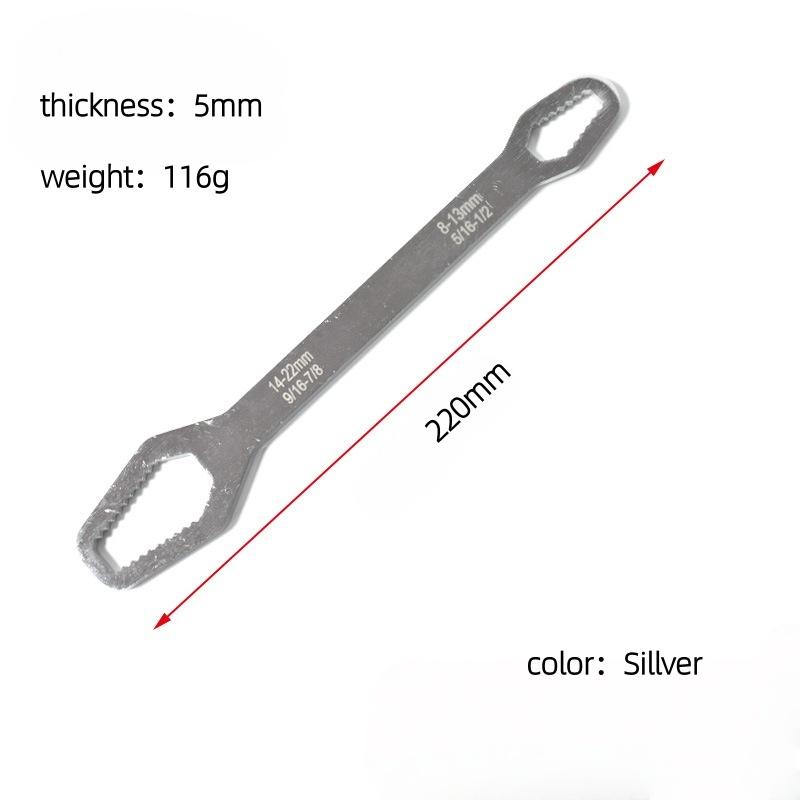 

Набор универсальных многофункциональных ключей 3мм-22мм, регулируемый двусторонний торцевой ключ, самозатягивающийся гаечный ключ, ручные инструменты 8-22mm(5/16 -7/8 ) серебряный