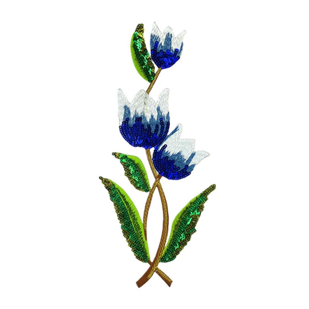 High Quality Large Size Flower Patch Shining Sequins Glitter Embroidery Iron on Patch Applique Patch For Clothes DIY Applique