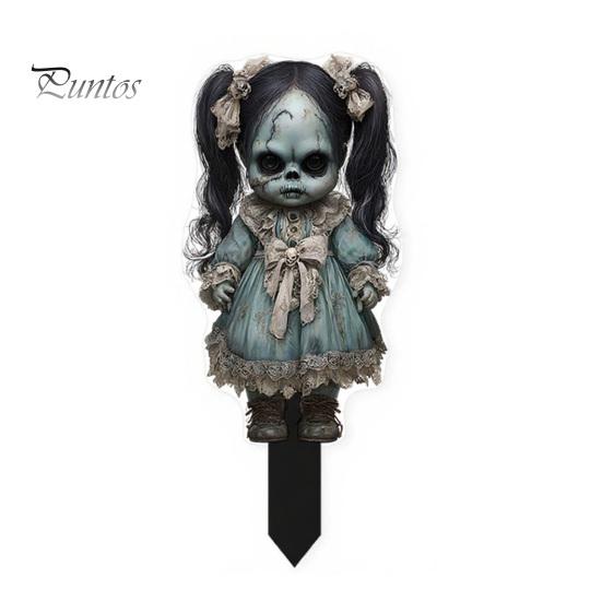 Weather Resistant Yard Decor Halloween Scarecrow Garden Stake, 2D Flat Creepy Zombie Ornament, Spooky Doll Horrifying Lawn Ornaments Decoration, Scary